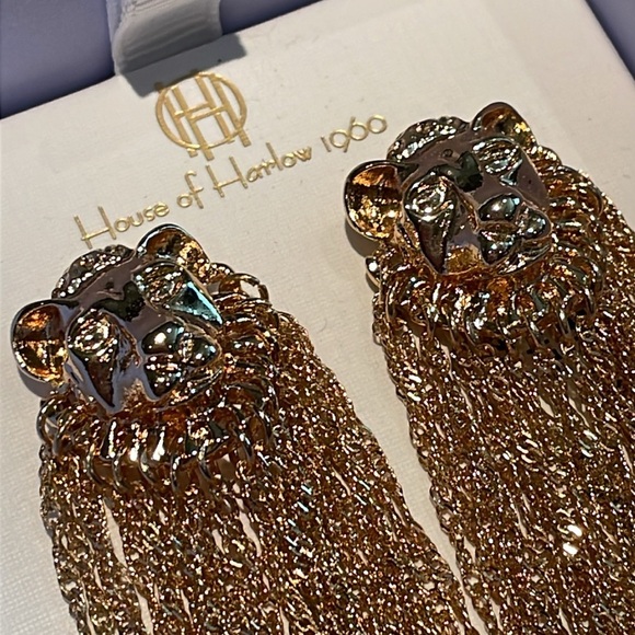 House of Harlow Fringe Lion Earrings New In Box - Picture 2 of 4
